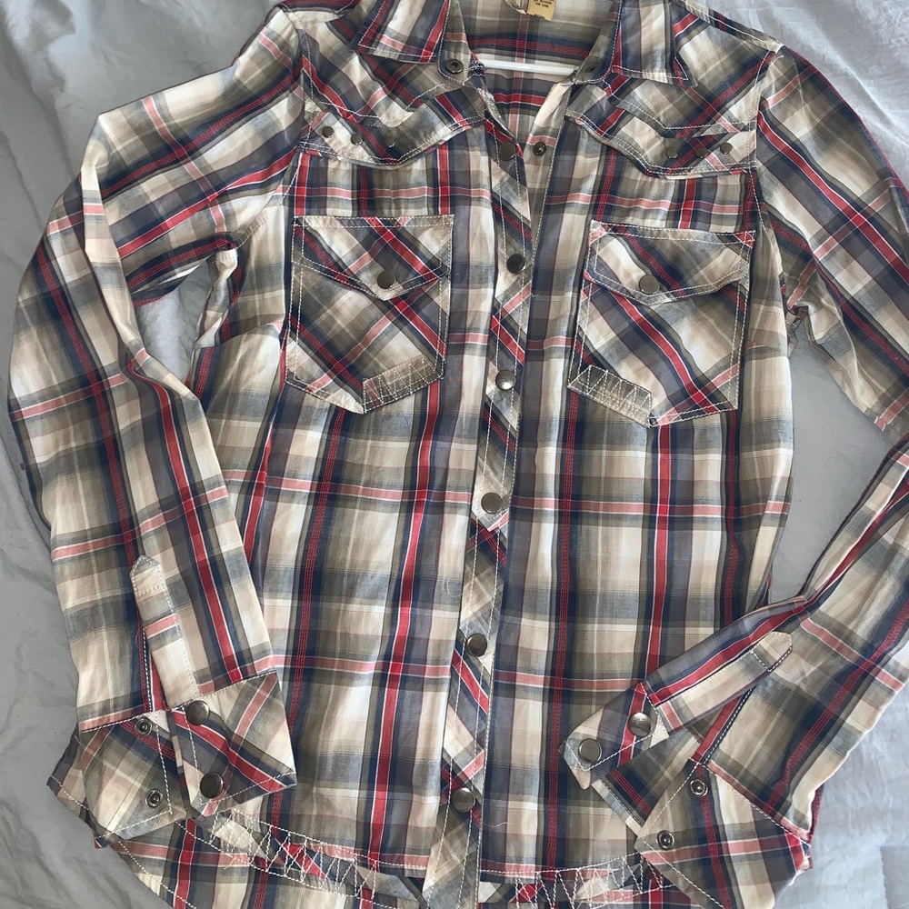 Plaid long sleeve top